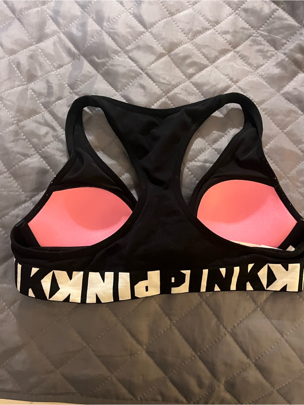 VS Pink Racerback Sports Bra Front Clasp Black 34B Cool and Comfy - Picture 4 of 7